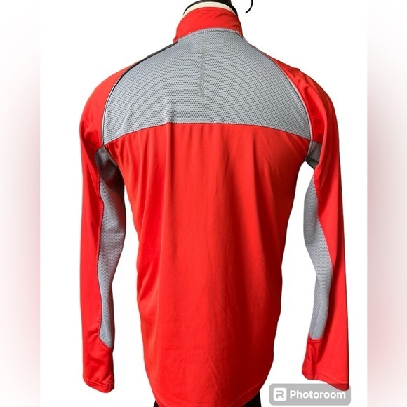 UNDER ARMOUR UA Tech Running Quarter Zip Pullover Orange Grey Performance Medium - Picture 2 of 11